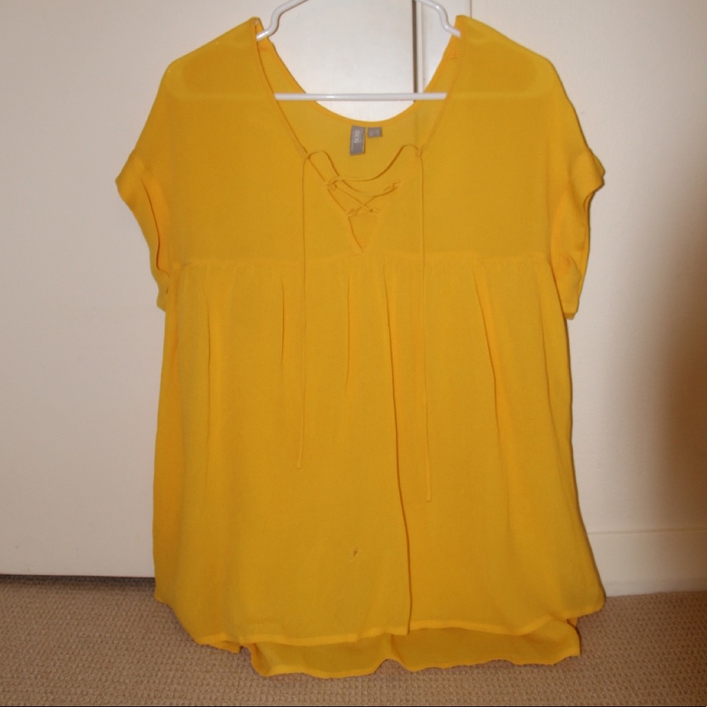 ASOS Sheer Mustard Yellow Blouse